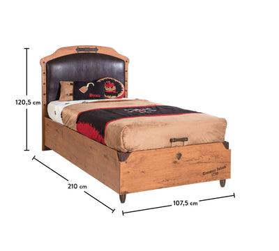 PIRATE bed with storage upholstered in leather