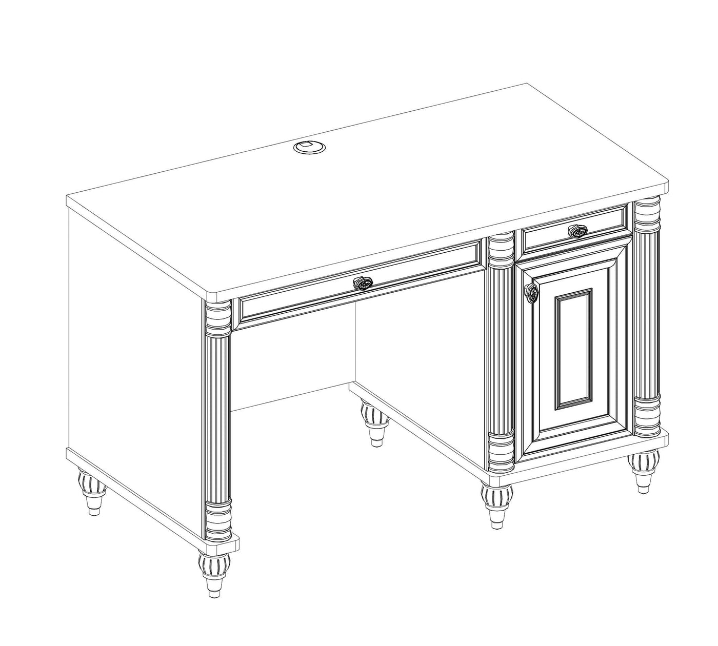 ROMANTIC Study table with shelving unit