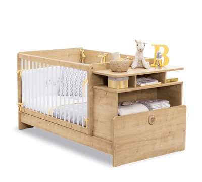 Mocha Baby adjustable baby bed with table
