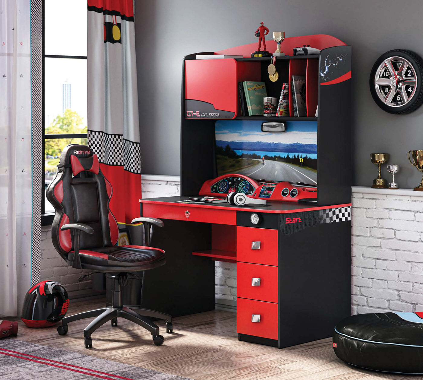 CHAMPION RACER Study table with shelving unit