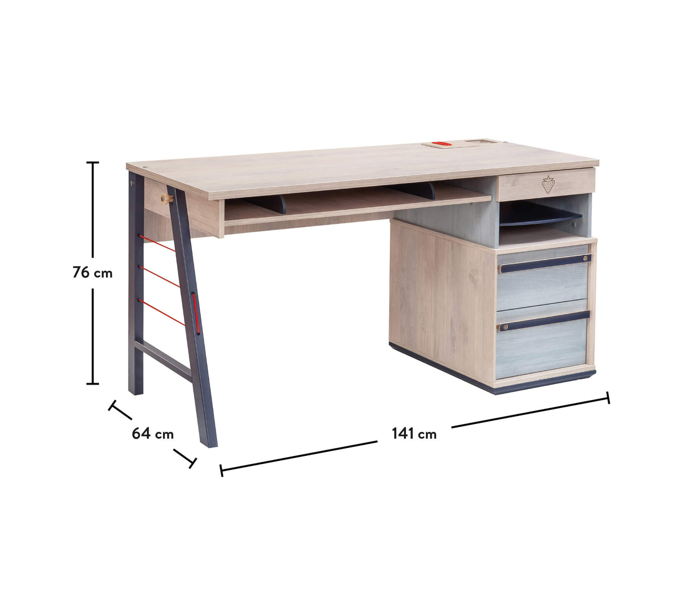 TRIO large study table with shelving unit