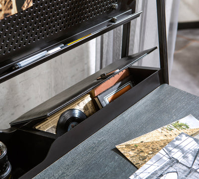 DARK METAL Study table with shelving unit