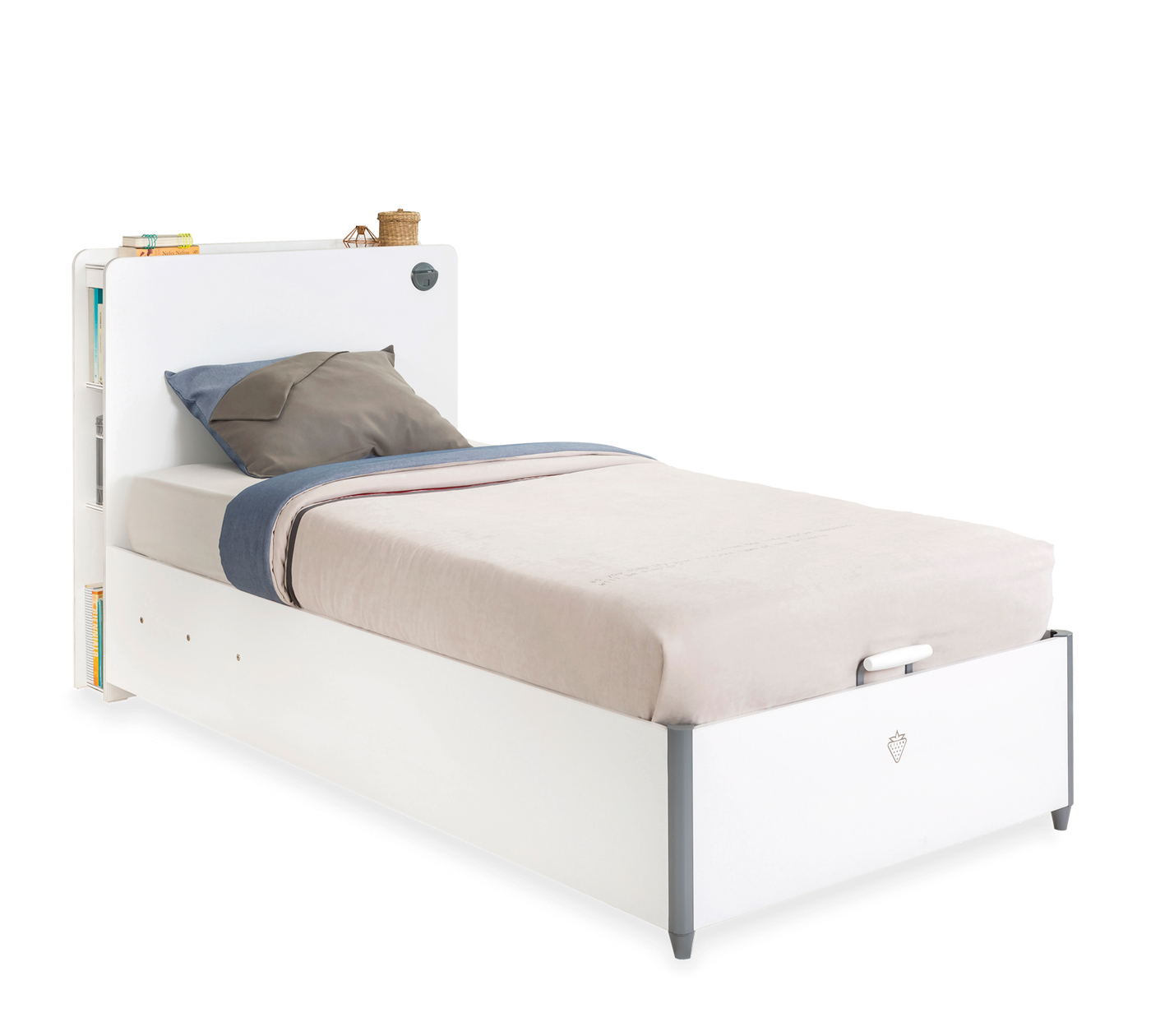 WHITE Bed with storage (100x200 cm)