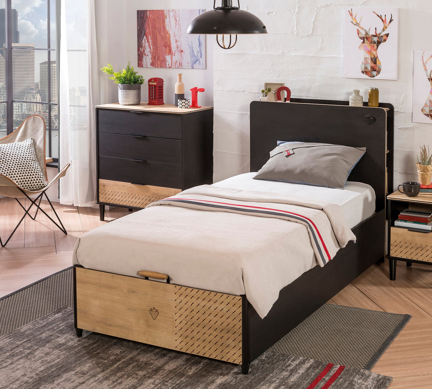 BLACK Bed with storage