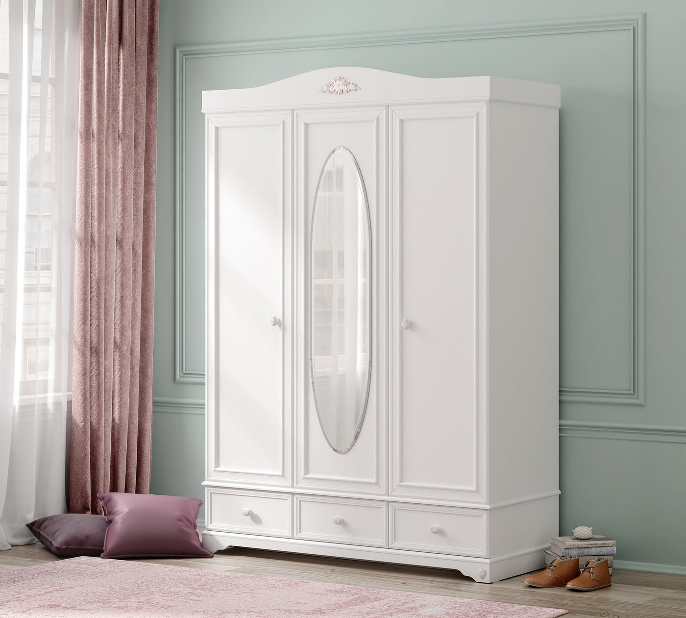 RUSTIC WHITE 3-door wardrobe