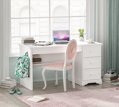 RUSTIC WHITE Study table with shelving unit