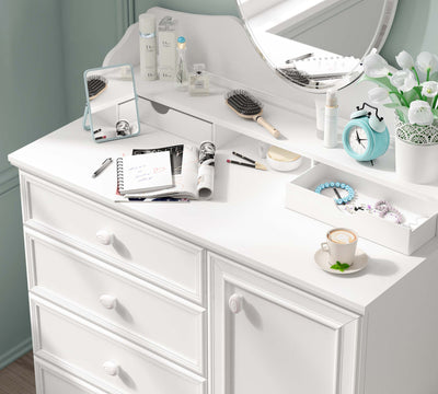 RUSTIC WHITE Dresser with mirror