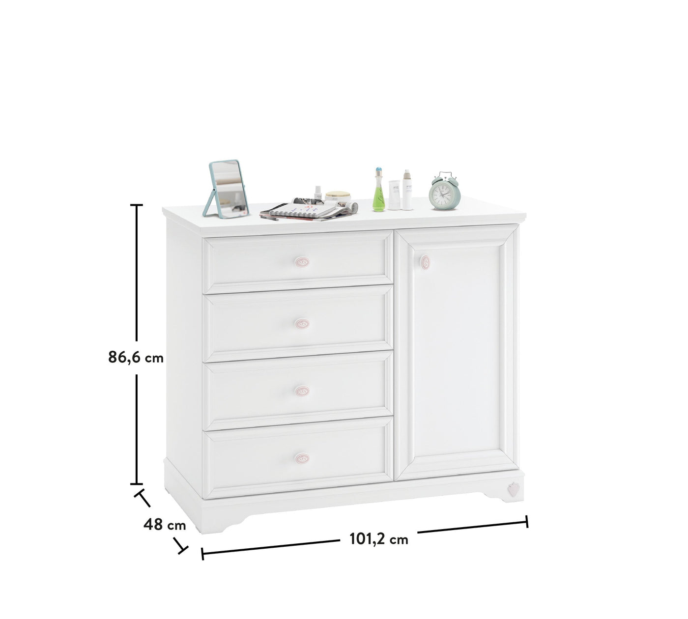 RUSTIC WHITE Dresser with mirror