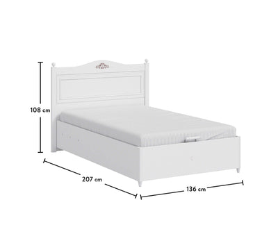 RUSTIC WHITE (120×200) Bed with storage