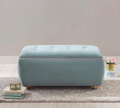 Blue pouf with storage