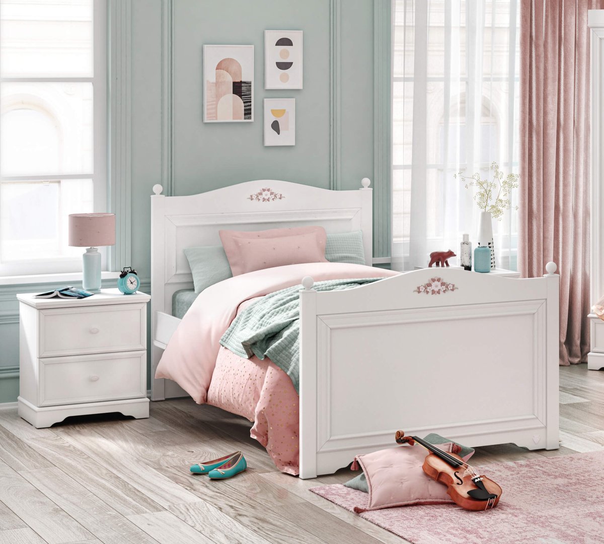 Rustic White Bed (120x200 cm) سرير - Cilek KSARustic White Bed (120x200 cm) سرير